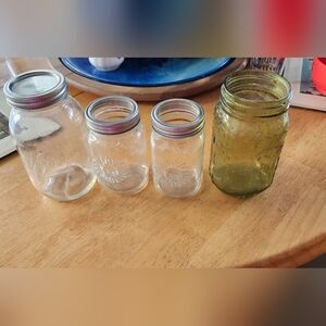 Set of Glass Mason Jars with Sunflower Design